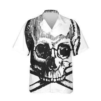 Jumeast Grozo Lobanje Bluze moška Majica Gothic Tiskanja Halloween Oblačila Gumb Gor Srajce Za Moške Vrečasta Ulične Oblačila Vrhovi